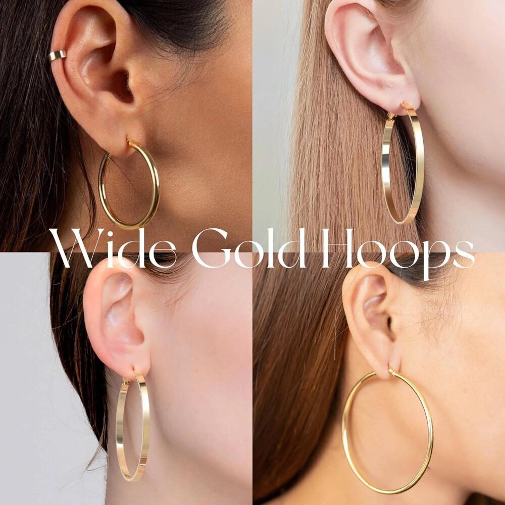Large 50mm Gold Plated Hoop Earrings – Stylish Comfort for Sensitive Skin - Picture 4 of 6